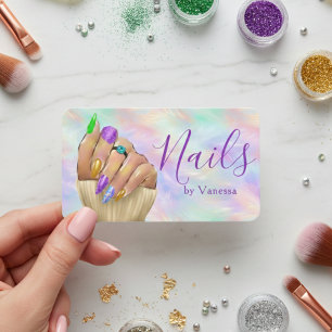 Carte De Visite Artiste Manucure Studio de Vernis Chic Iridescent