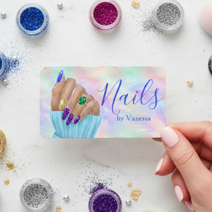 Carte De Visite Artiste Manucure Stylée Opale Iridescente Nail Art