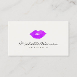 Carte De Visite Artiste maquillage Aquarelle Gras Lèvres Violettes