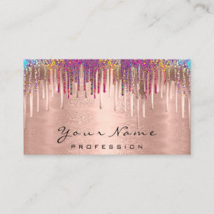 Carte De Visite Artiste maquillage clous Holographe Rose or