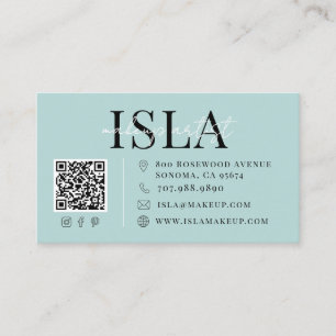 Carte De Visite Artiste Maquillage Code QR Bleu
