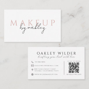 Carte De Visite Artiste Maquillage Code QR Rose