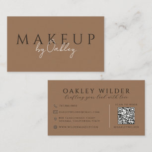 Carte De Visite Artiste Maquillage Code QR Terracotta Foncé