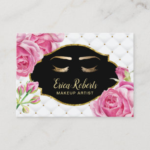 Carte De Visite Artiste maquillage Elégant Floral Luxury Beauty Sa