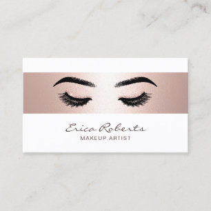 Carte De Visite Artiste maquillage Elégant Rose Gold Stripe Salon