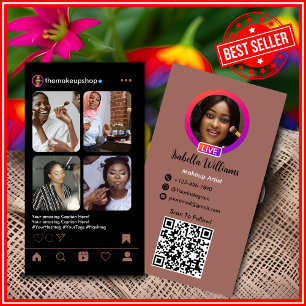 Carte De Visite Artiste Maquillage Instagram POST Terracotta QR Co