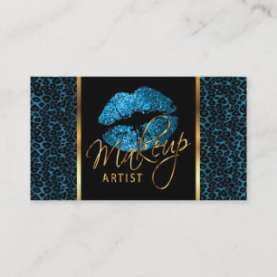 Carte De Visite Artiste maquillage - Lèvres léopard et turquoise