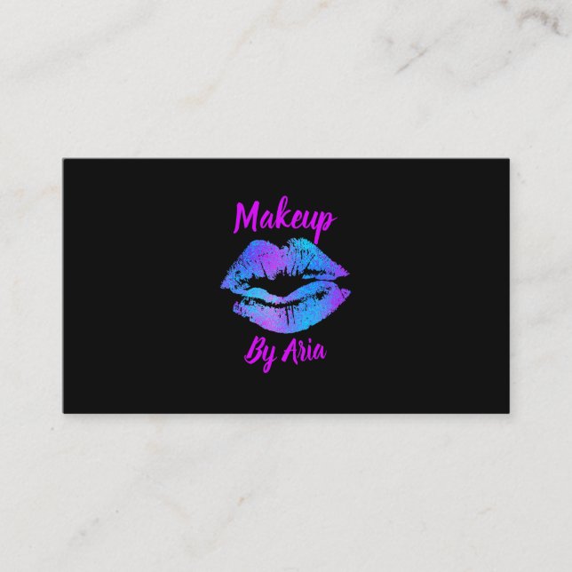 Carte De Visite Artiste maquillage Lèvres peintes en bleu violet (Devant)