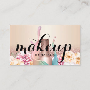 Carte De Visite Artiste maquillage Manicuriste Élégant Pastel Fl