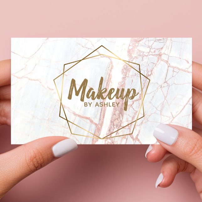 Carte De Visite Artiste maquillage Marbre rose Géométrique (Créateur téléchargé)