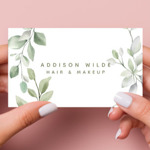 Carte De Visite Artiste Maquillage Minimaliste Aquarelle Verdure