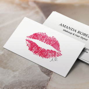 Carte De Visite Artiste maquillage minimaliste des lèvres rouges