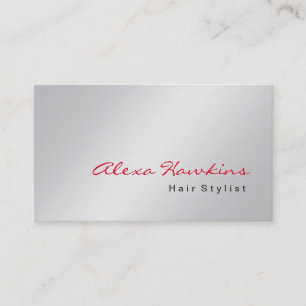 Carte De Visite Artiste maquillage moderne gris rouge cheveux