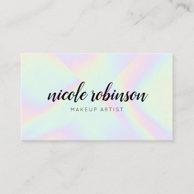 Carte De Visite Artiste maquillage moderne pastel arc-en-ciel holo (Devant)