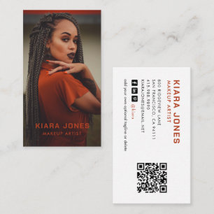 Carte De Visite Artiste Maquillage Moderne Photo QR Réseaux Sociau