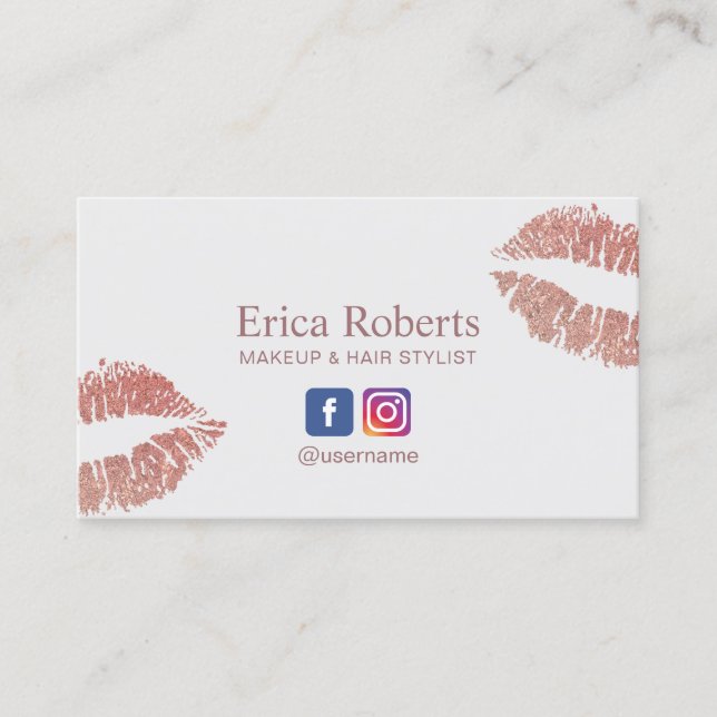 Carte De Visite Artiste maquillage Moderne Rose Gold Lips Beauté S (Devant)