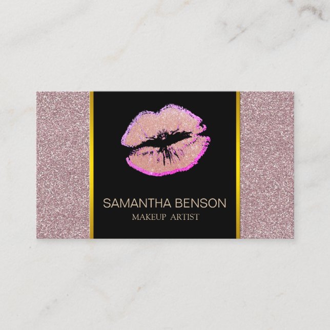 Carte De Visite Artiste maquillage moderne Rose Gold Parties scint (Devant)