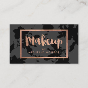 Carte De Visite Artiste maquillage noir floral Rose or