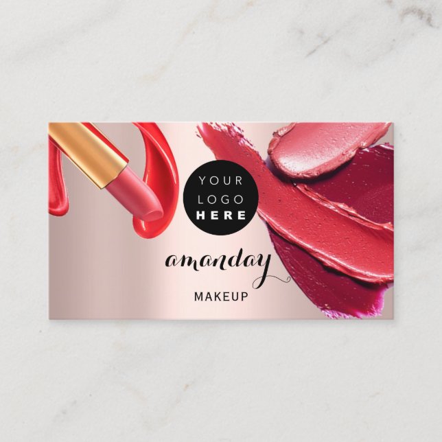 Carte De Visite Artiste maquillage Rouge rose Lipstick Photo QR Co (Devant)