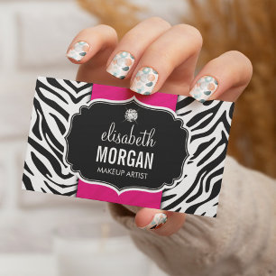 Carte De Visite Artiste maquillage - Zèbre tendance Imprimer rose 