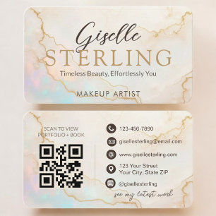 Carte De Visite Artiste Maquilleuse Code QR Opale Pierre