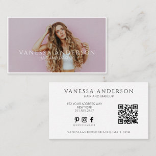 Carte De Visite Artiste Maquilleuse Moderne Code QR Photo Coiffeur