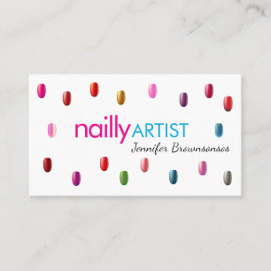 Carte De Visite Artiste Ongles Acryliques Maquillage Rose Bleu 