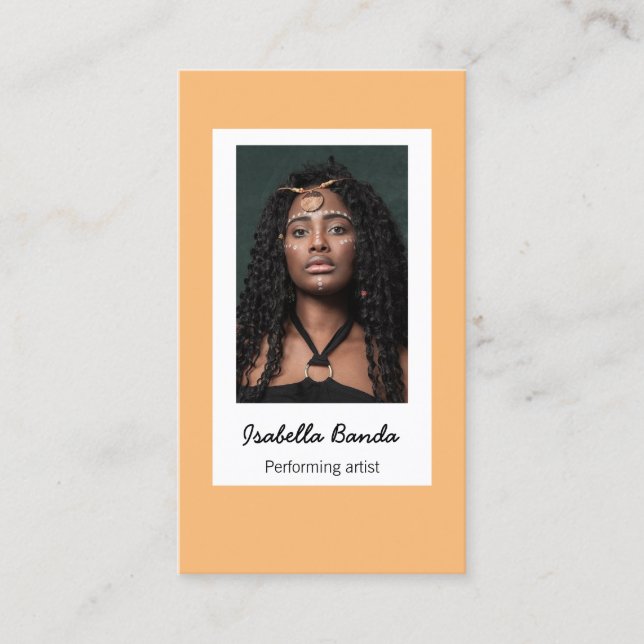 Carte De Visite Artiste photo personnalisé orange (Devant)