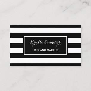 Carte De Visite Artiste tendance Black White Stripes Cheveux et ma