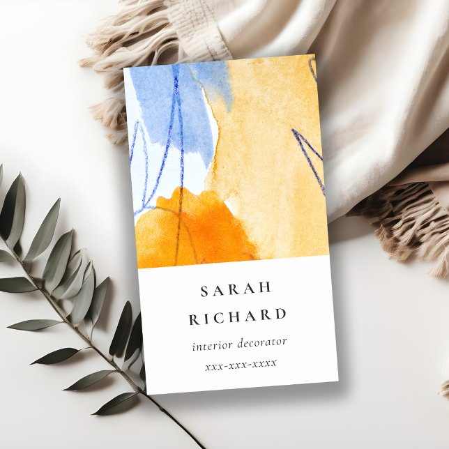 Carte De Visite Artistic Abstrait bleu aquarelle (Créateur téléchargé)