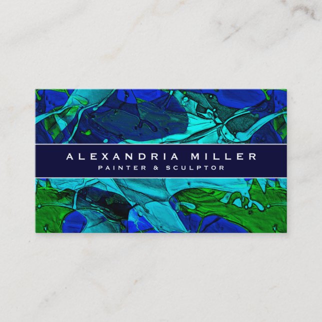 Carte De Visite Artistic Abstrait couleur bleue (Devant)