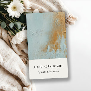 Carte De Visite Artistique classique Aqua Blue Gold Paint Texture