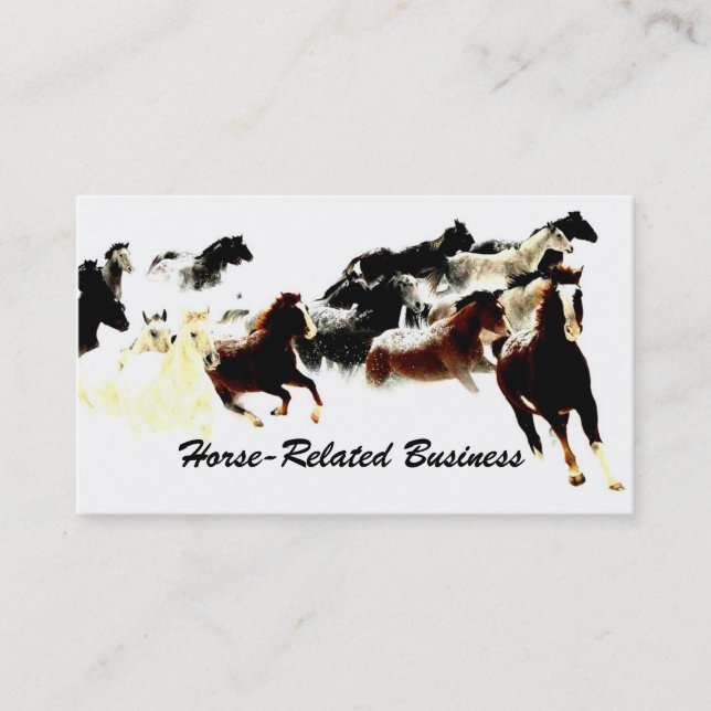 Carte De Visite Artsy Frisky Running Horses/Horse Equine Business (Devant)