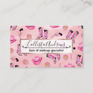 Carte De Visite Artsy mignonne fille rose Turquoise fille aquarell