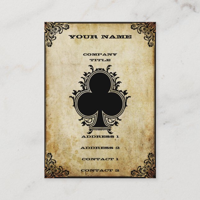 Carte De Visite As de trèfle grunge (Devant)
