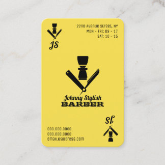 Carte De Visite As des barbiers jaune noir