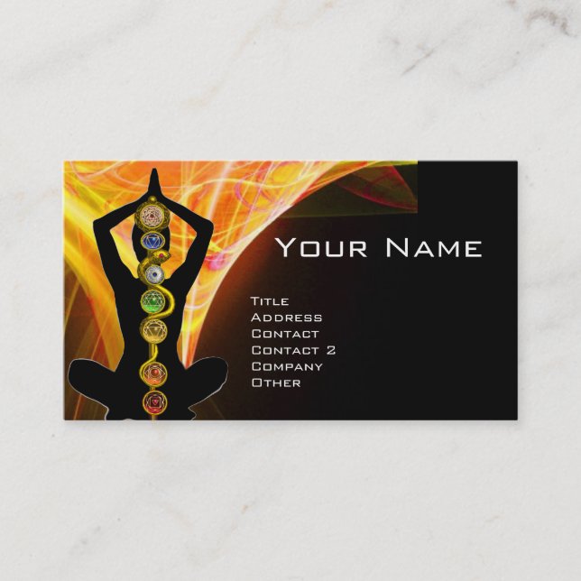 Carte De Visite ASCLEPIUS ROD,7 CHAKRAS YOGA LOTUS POSE Jaune (Devant)