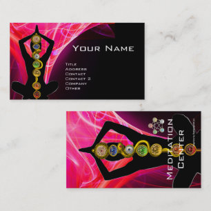 Carte De Visite ASCLEPIUS ROD,7 CHAKRAS YOGA LOTUS POSE rose noir