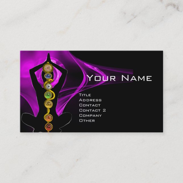 Carte De Visite ASCLEPIUS ROD 7 CHAKRAS YOGA LOTUS POSE violet (Devant)