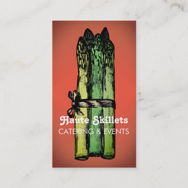 Carte De Visite Asparagus lâche un cuisinier végétalien (Devant)