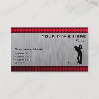 Carte De Visite Aspect aluminium brossé Golfer