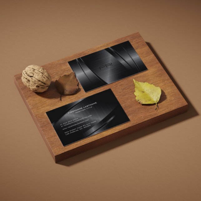 Carte De Visite Aspect en acier inoxydable texturé gris foncé (Créateur téléchargé)