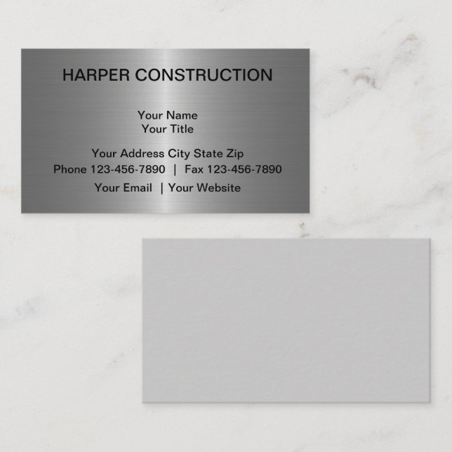 Carte De Visite Aspect métallique de construction (Devant / Derrière)