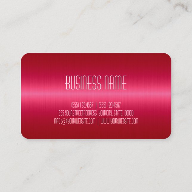 Carte De Visite Aspect métallique en acier inoxydable rose chaud (Dos)