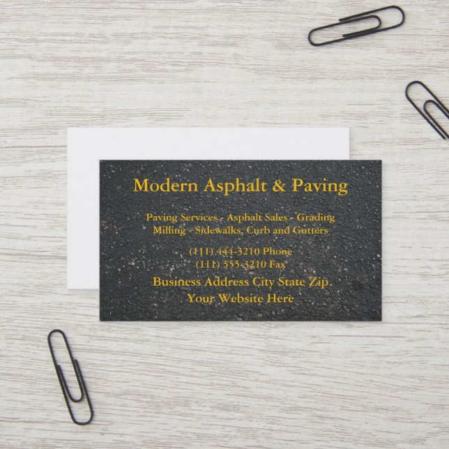 Carte De Visite Asphalte et pavage / Services de construction de l (Devant/Arrière en situation)