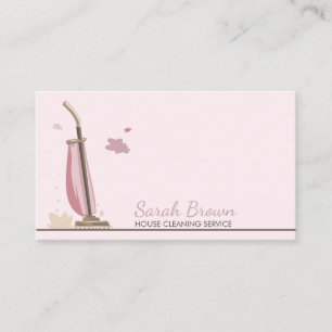 Carte De Visite Aspirateur Rose Pâle Services de Nettoyage de Mais