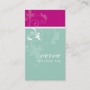 CARTE DE VISITE assez élégant vert menthe rose ver