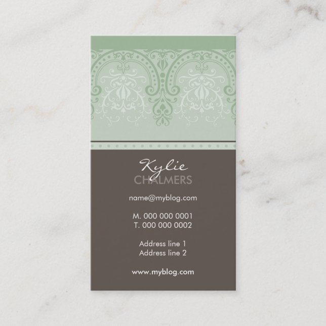 CARTE DE VISITE assez glamourant mousse vert brun (Devant)
