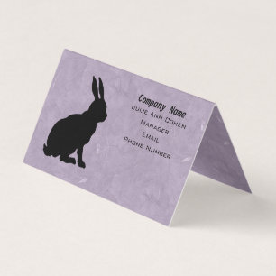 Carte De Visite Assis noir lapin Silhouette sur marbré violet