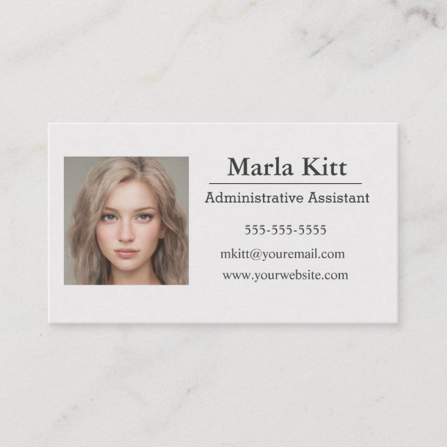 Carte De Visite Assistant administratif de photo modifiable (Devant)